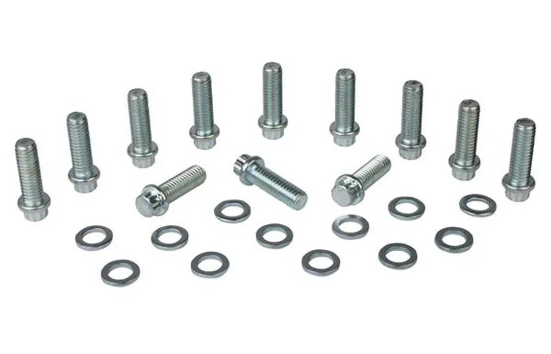 38400 – MOROSO Intake Manifold Bolt, Chevy Small Block, 90 Degree V6 12 Point Head 3/8 Inch - 16 Thread Gold Iridite ...